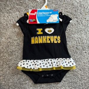 Black and Gold Hawkeyes Baby Onesie